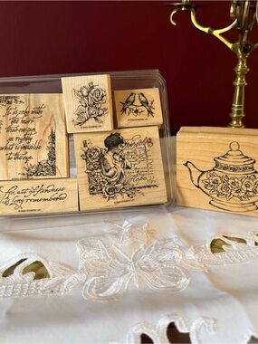 Victorian theme Rubber Stamp Set Stampin up Bonus Teapot stamp